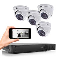 DVR Camera System with 4 Dome Cameras and Mobile App